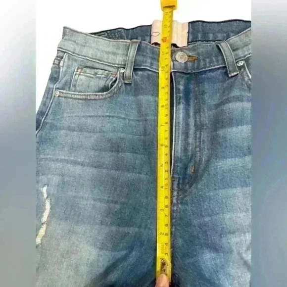 REVICE Denim High Rise Crop Mom Blue Jeans Distressed Light Wash Women's 28 USA - Picture 12 of 15